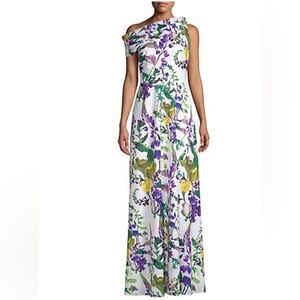 NWOT Kay Unger sz 2 White, Purple, Green Floral Maxi Dress brand new $120!